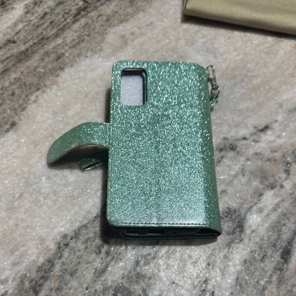Varikke Samsung S20 FE Case Mint Green‎ Glitter Wallet Wristlet Folio Cover
